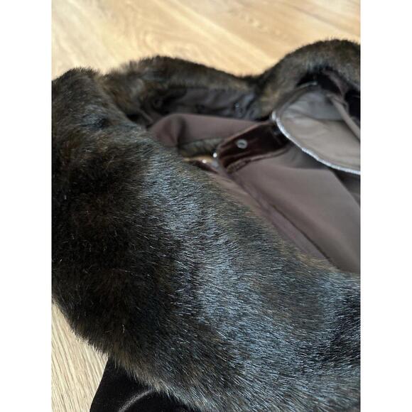 Nordstrom Floor Length Velvet Brown Fur Gown Dress Size XS, Retail $358 NWT - Picture 5 of 5